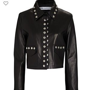 Nour Hammour Bowery Studded Leather Cropped Jacket